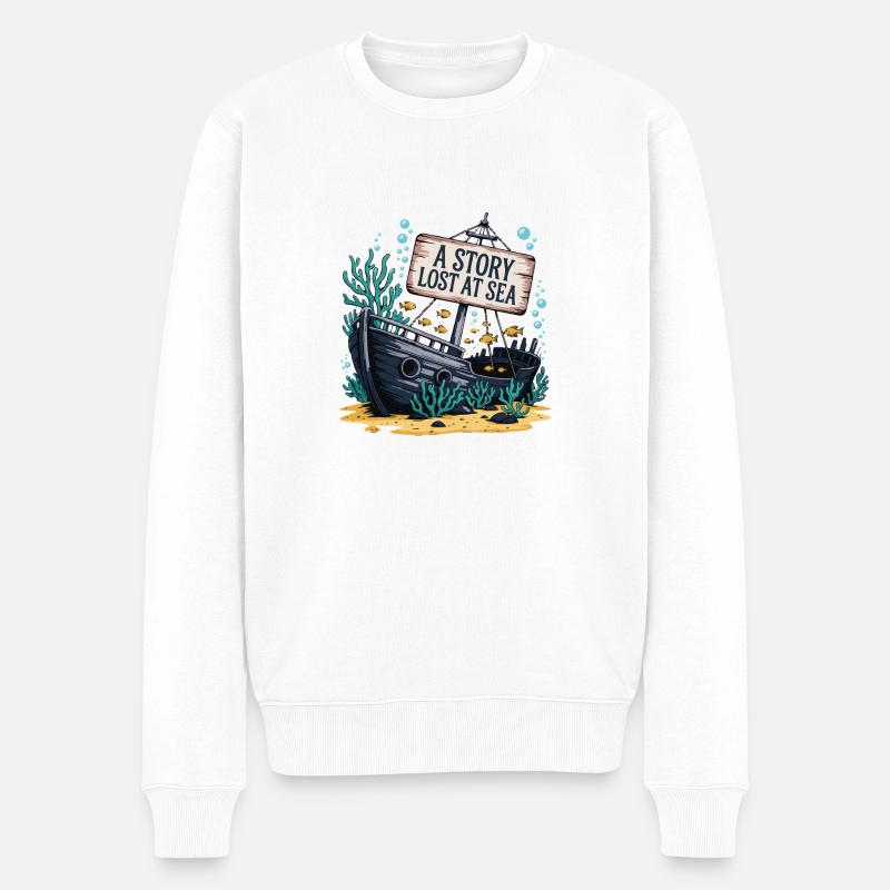 VERSUNKENE SCHIFFE AUF DEM MEERESGRUND - Männer Premium Bio Pullover - Weiß