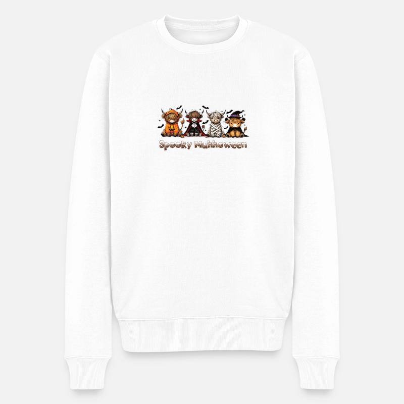 Spooky Muhhalloween Kühe - Männer Premium Bio Pullover - Weiß