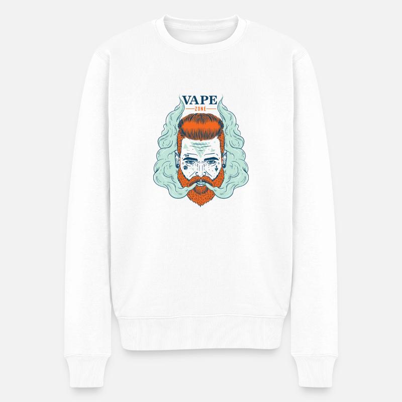 Vaper fumant hipsters barbus - Pull Premium bio Homme - blanc
