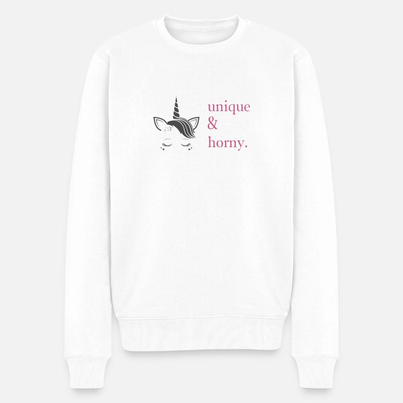 Unique & Horny. - Männer Premium Bio Pullover - Weiß