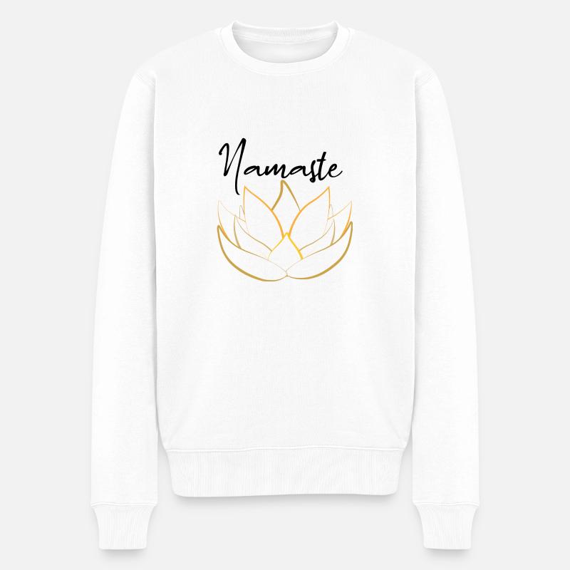 Namaste - Männer Premium Bio Pullover - Weiß