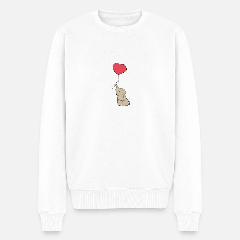 Süßer Elefant mit Ballon - Geschenkidee - Geschenk - Männer Premium Bio Pullover - Weiß