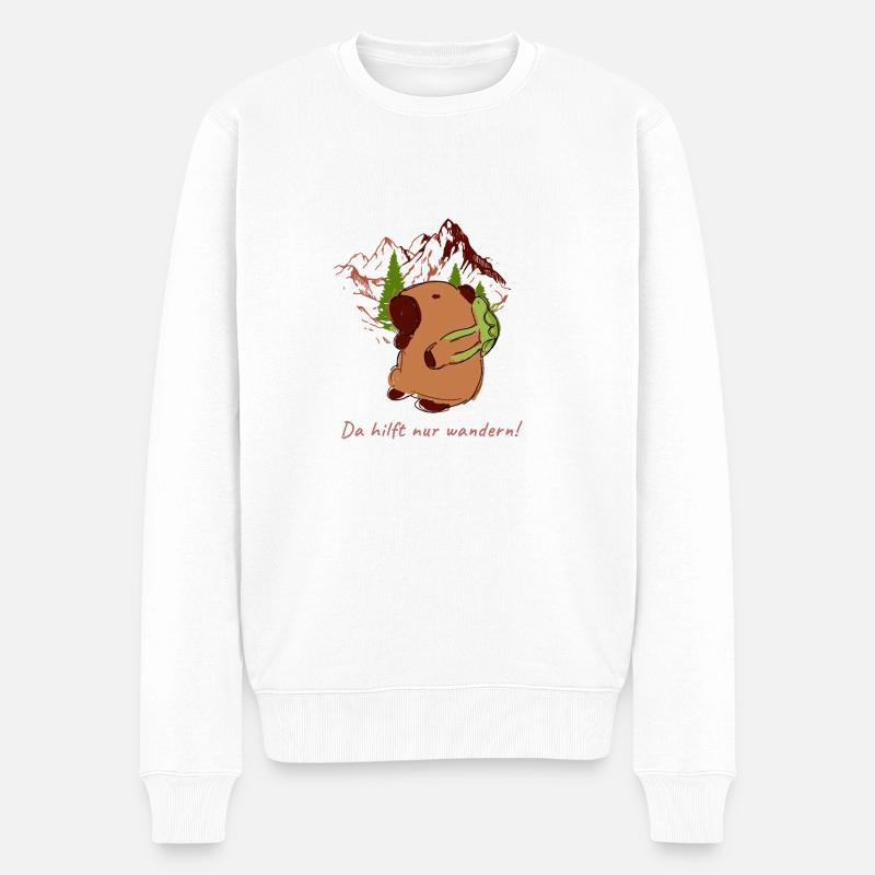 Capybara,wandern,Rucksack,Wasserschwein - Männer Premium Bio Pullover - Weiß