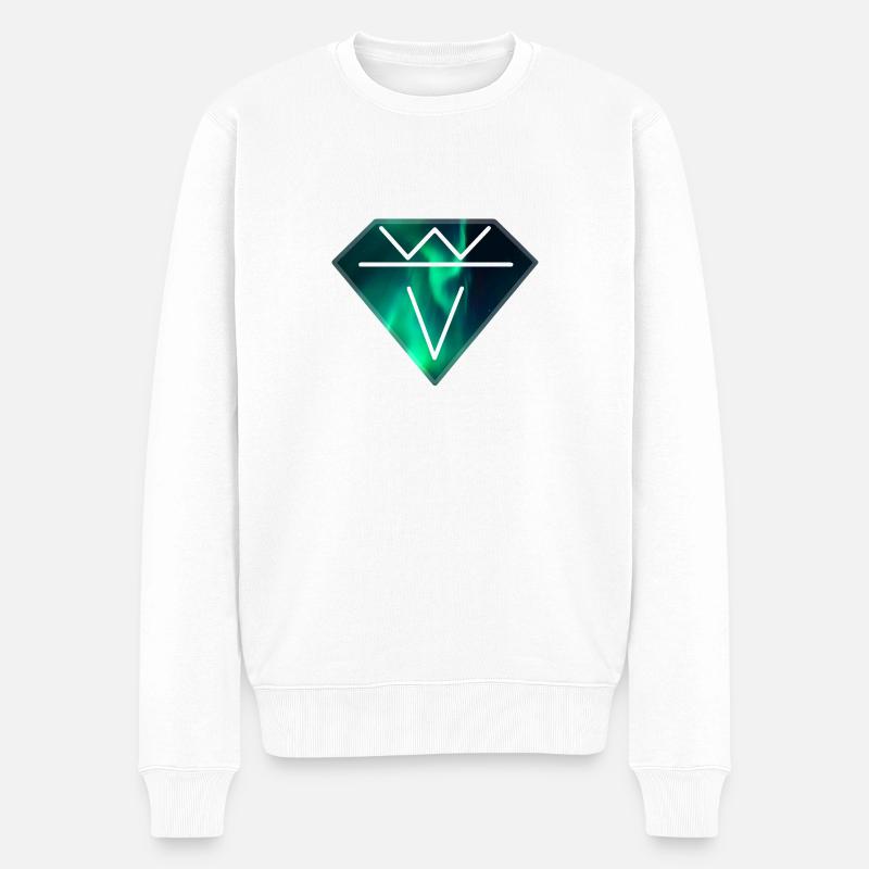 Kristall Polarlicht Diamant Grün Smaragd - Männer Premium Bio Pullover - Weiß