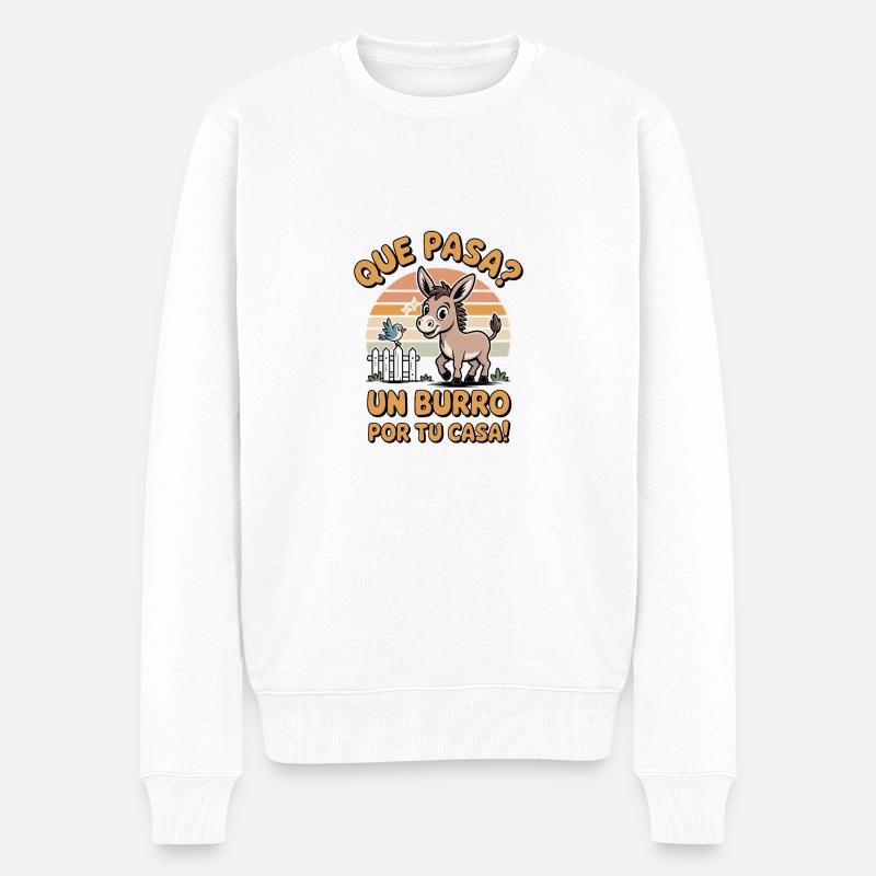 Lustiges Eseldesign - Männer Premium Bio Pullover - Weiß