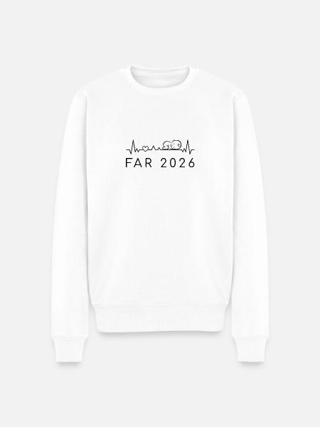 Far 2026 Hjerteslag Graviditet Dansk - Økologisk premium-sweatshirt til mænd - hvid