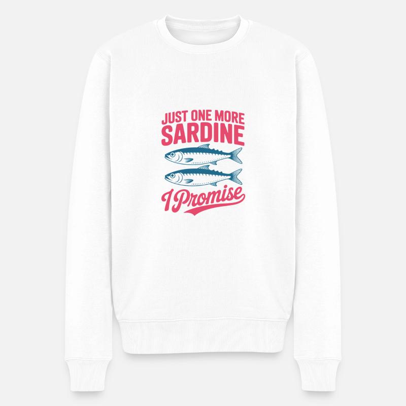 Fischkonserven Sardine - Männer Premium Bio Pullover - Weiß
