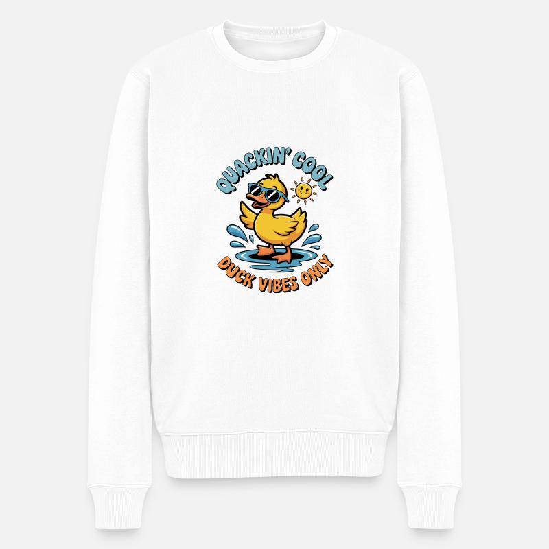 Süßes Entendesign - Männer Premium Bio Pullover - Weiß