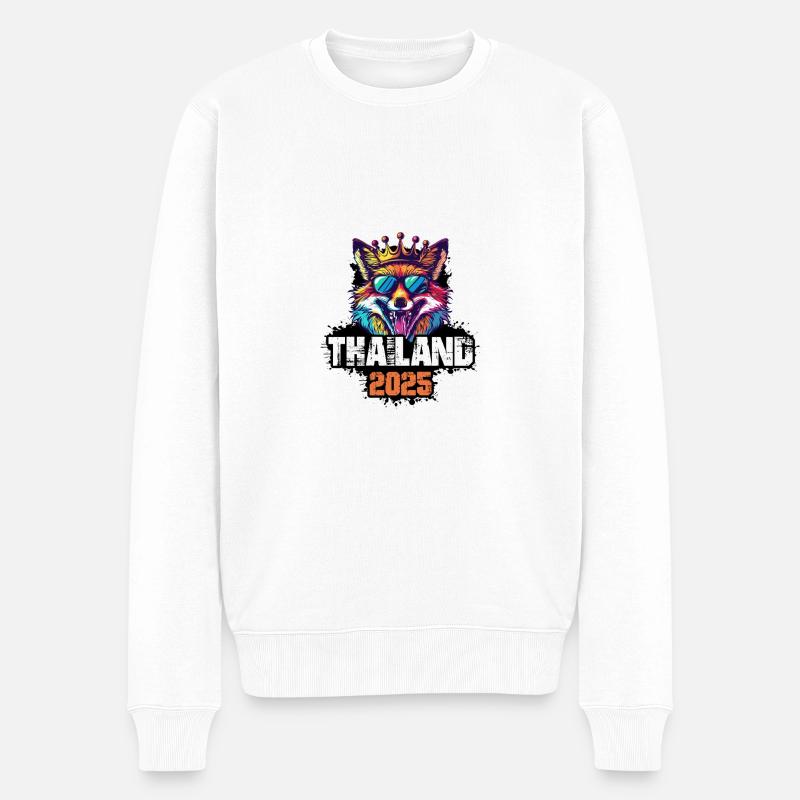Thailand 2025 Urlaub Fuchs - Männer Premium Bio Pullover - Weiß