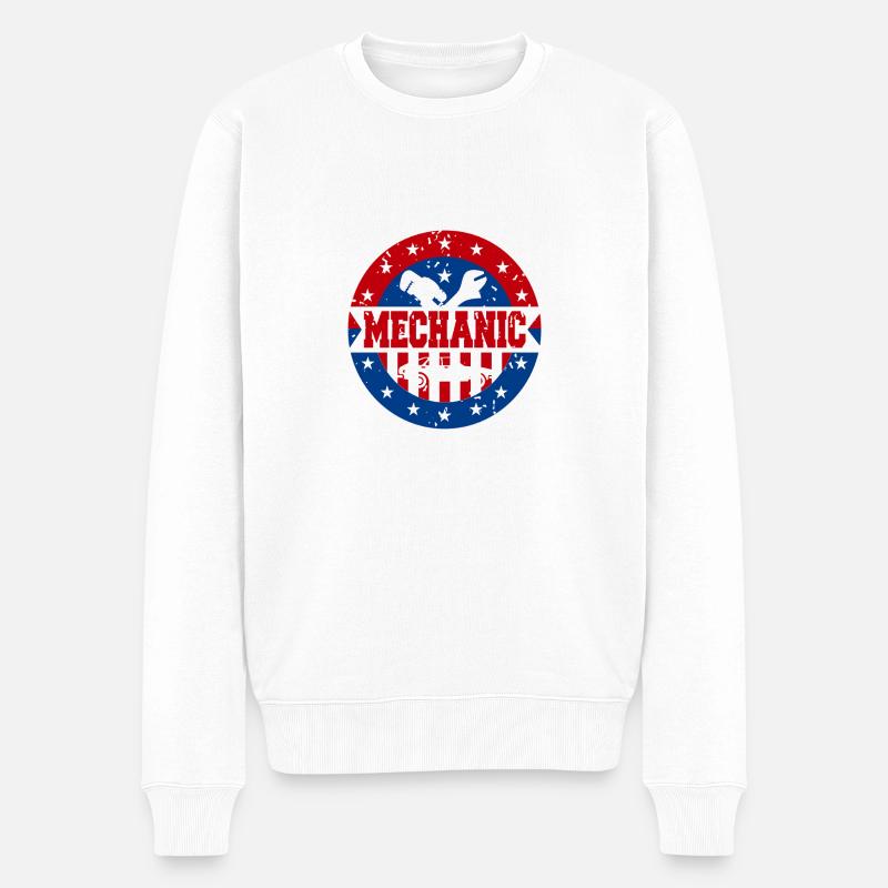 American Mechanic Pride Patriotic Garage Worker - Männer Premium Bio Pullover - Weiß