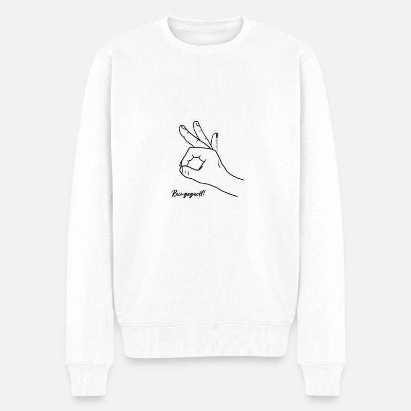 Main ouverte - Pull Premium bio Homme - blanc