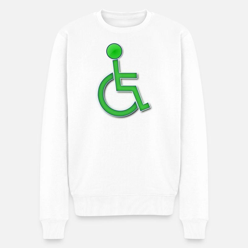 Symbole du fauteuil roulant vert # - Pull Premium bio Homme - blanc