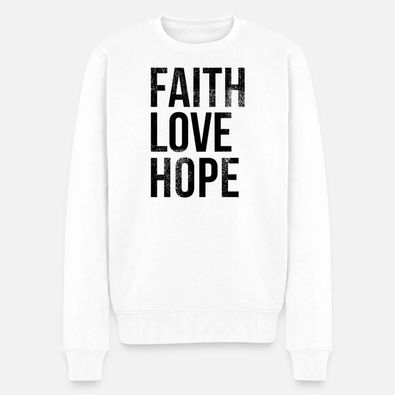 faith love hope (5) glaube liebe hoffnung, sw - Männer Premium Bio Pullover - Weiß