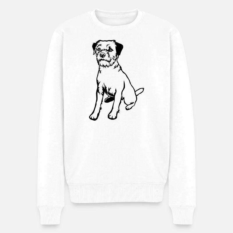 Border Terrier - Männer Premium Bio Pullover - Weiß