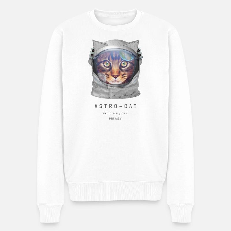| de chat de l’espace Chat astronaute dans l’espace - Pull Premium bio Homme - blanc