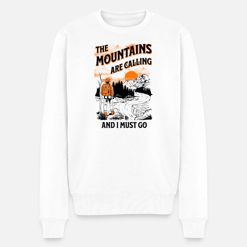 Wandern Berge Bergsteiger Wanderer - Männer Premium Bio Pullover - Weiß