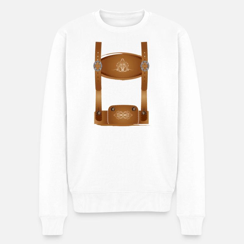 knackige Trachten Lederhose Illustration - Männer Premium Bio Pullover - Weiß