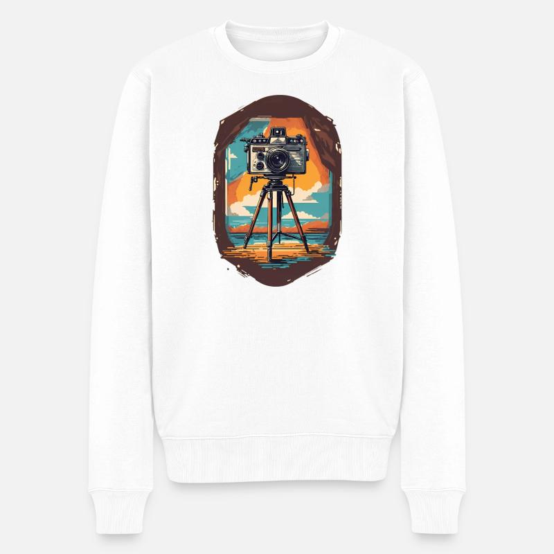 Fotokamera - Männer Premium Bio Pullover - Weiß