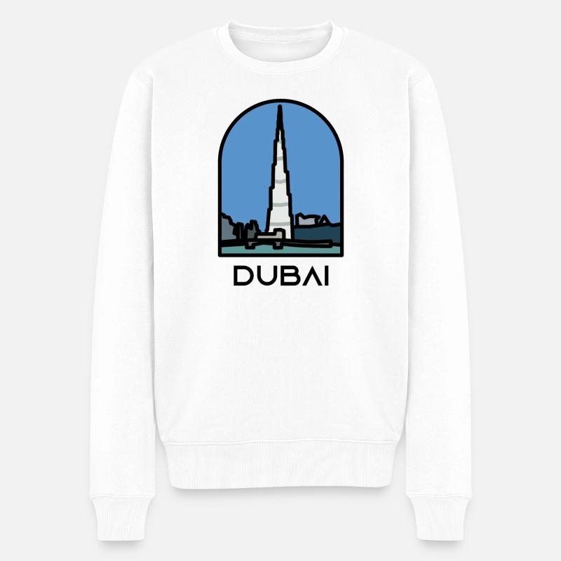 Dubai - Burj Khalifa - Männer Premium Bio Pullover - Weiß