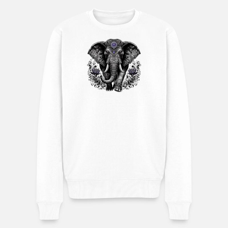 Éléphant avec coiffe - Pull Premium bio Homme - blanc