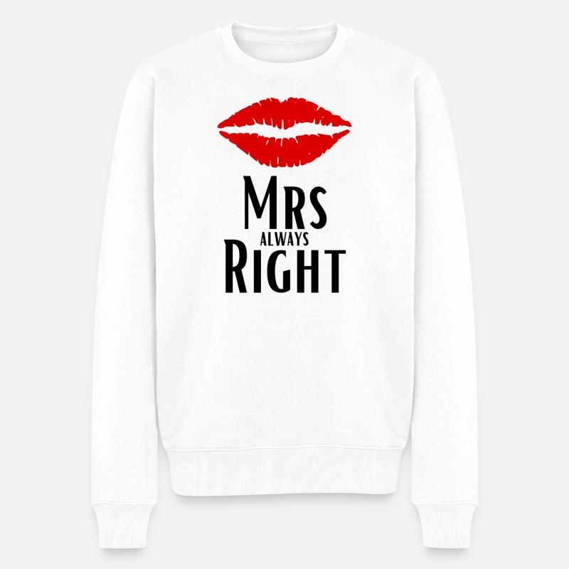 Mme toujours droite Relation amoureuse de la Saint-Valentin - Pull Premium bio Homme - blanc