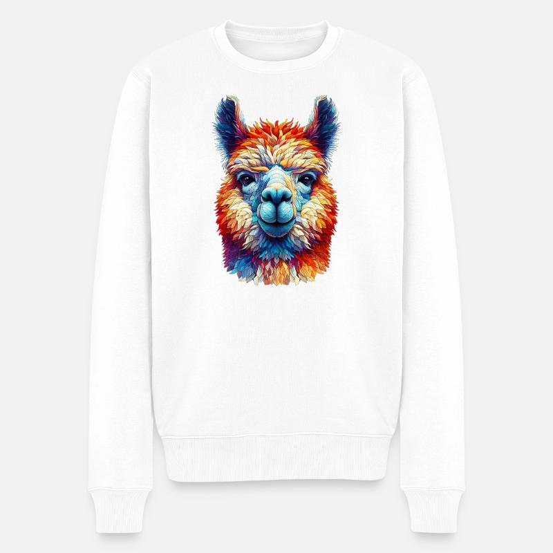 Alpaka - Männer Premium Bio Pullover - Weiß