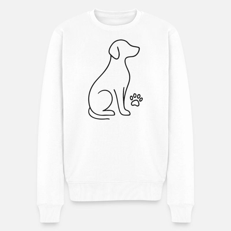 Minimalistisches Hund Design – Line Art Pfote - Männer Premium Bio Pullover - Weiß