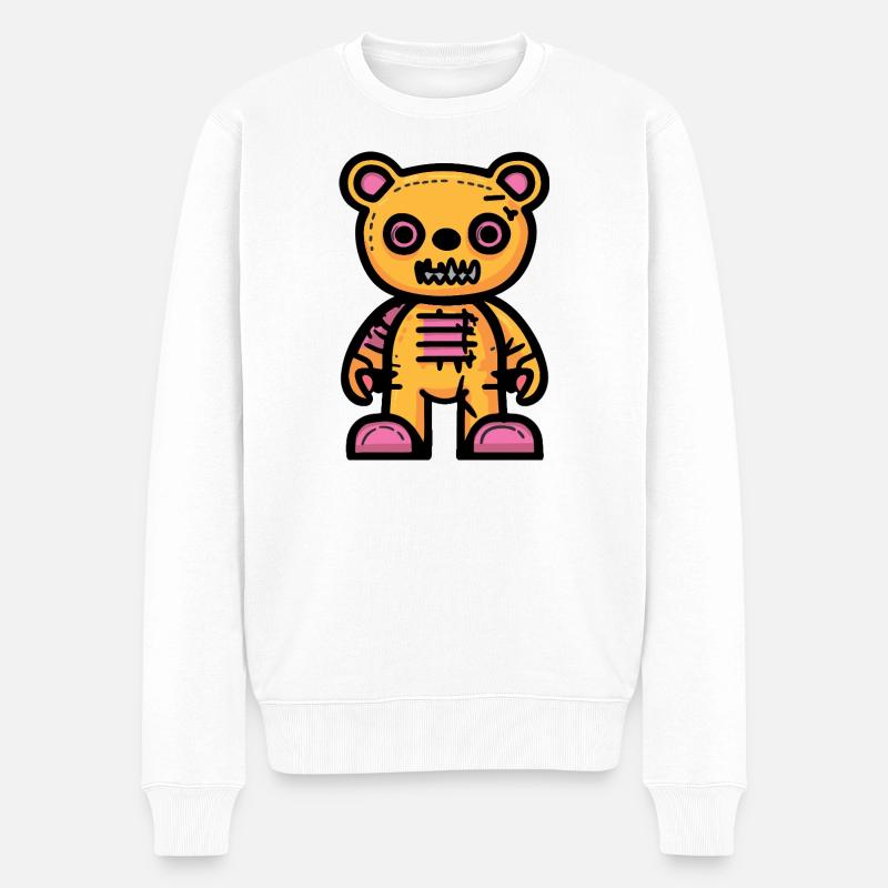 Bär Halloween Comic Teddybär - Männer Premium Bio Pullover - Weiß