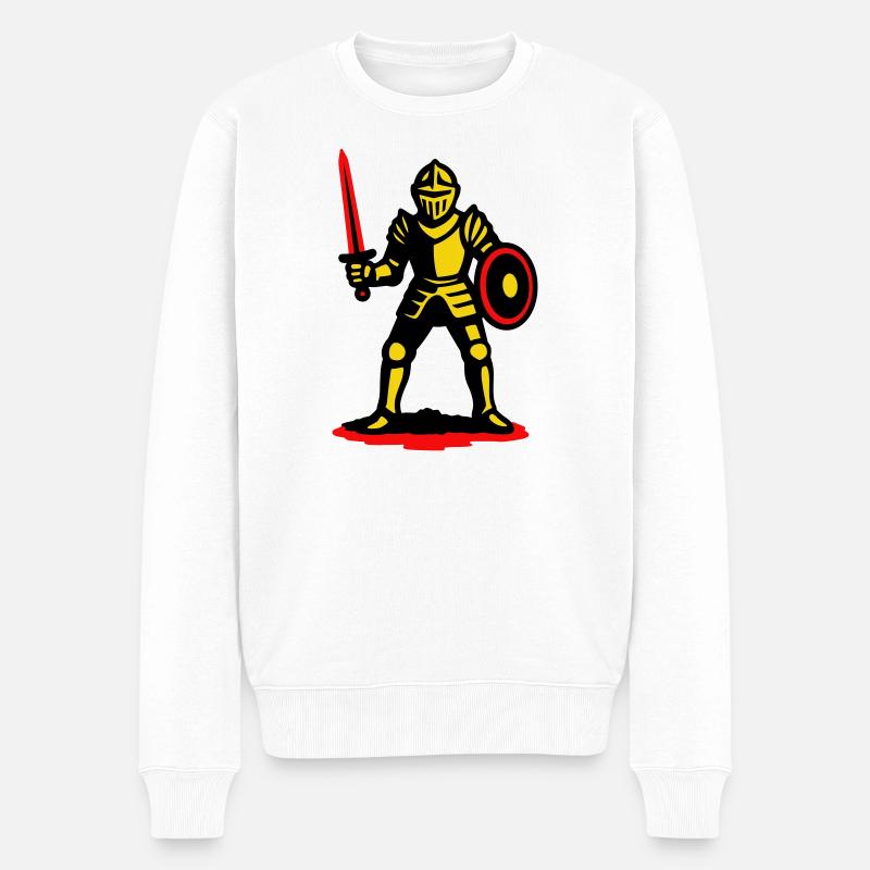Chevalier jaune à l’épée rouge - Pull Premium bio Homme - blanc