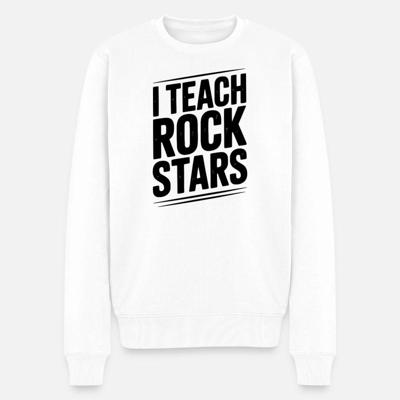 Ich unterrichte Rockstars - Männer Premium Bio Pullover - Weiß
