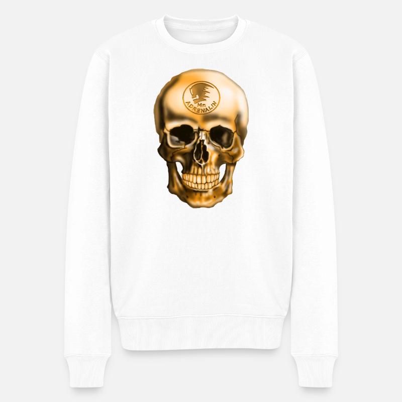 Crâne avec emblème d’adrénaline - Pull Premium bio Homme - blanc
