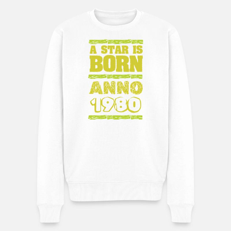 Jahr 1980 - Männer Premium Bio Pullover - Weiß