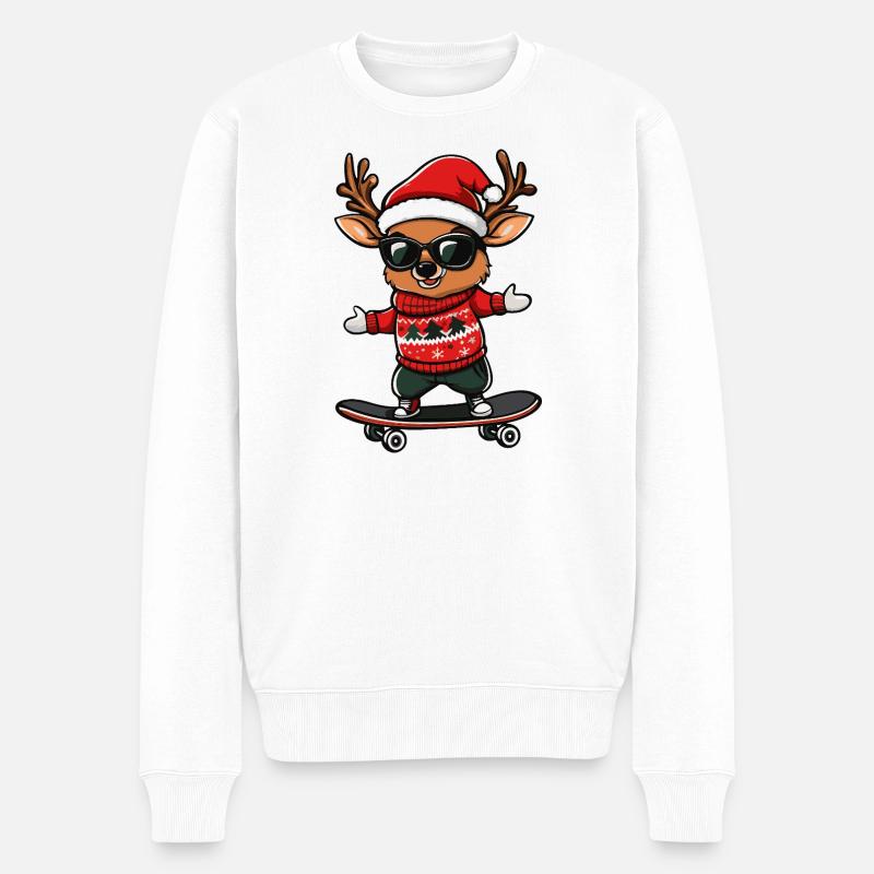 Cerf Noël Drôle - Pull Premium bio Homme - blanc
