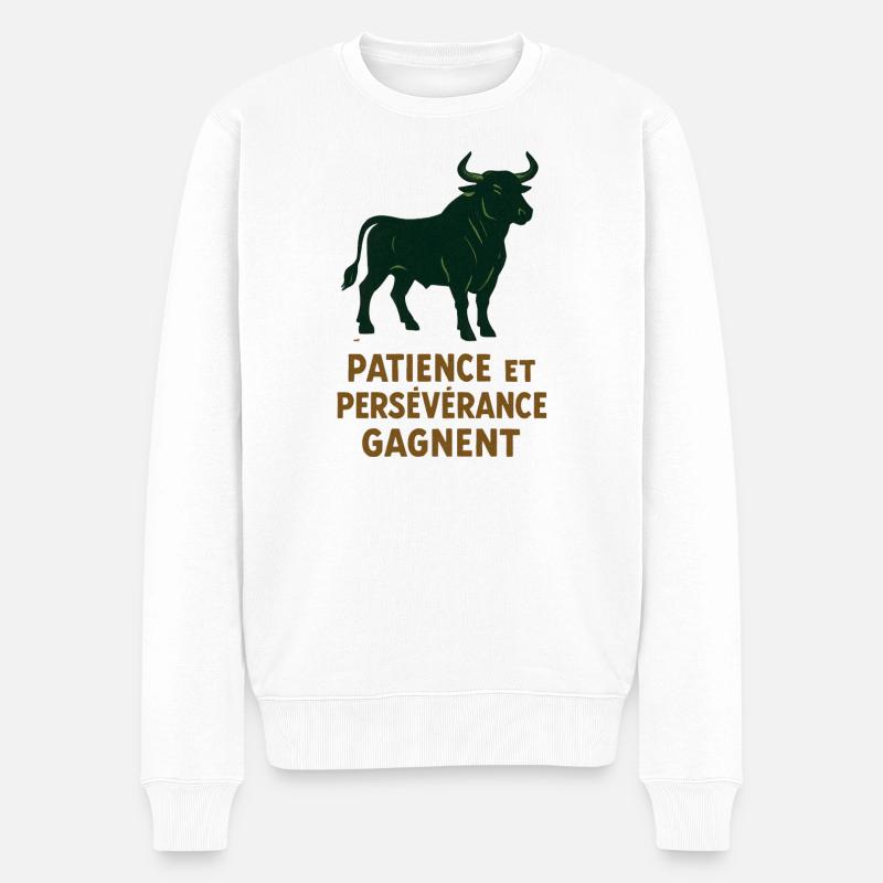 Sternzeichen Stier - Astrologie - Männer Premium Bio Pullover - Weiß