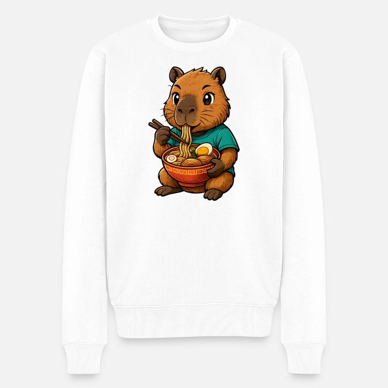 Capybara Ramen - Männer Premium Bio Pullover - Weiß