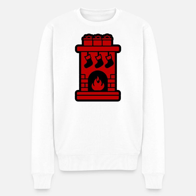 Cheminée de Noël Cheminée de Noël - Pull Premium bio Homme - blanc