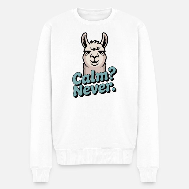 Calm? Never. – Null Gelassenheit - Männer Premium Bio Pullover - Weiß