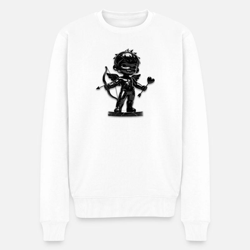 Schwarzer Amor mit Bogen - Männer Premium Bio Pullover - Weiß