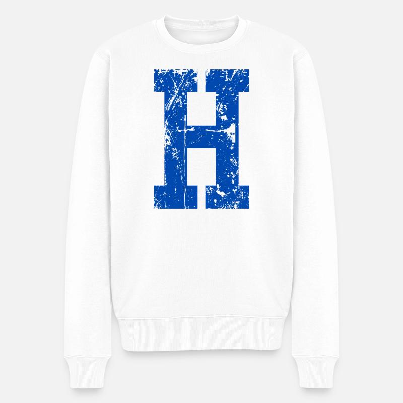 Buchstabe h Sport Retro - Männer Premium Bio Pullover - Weiß