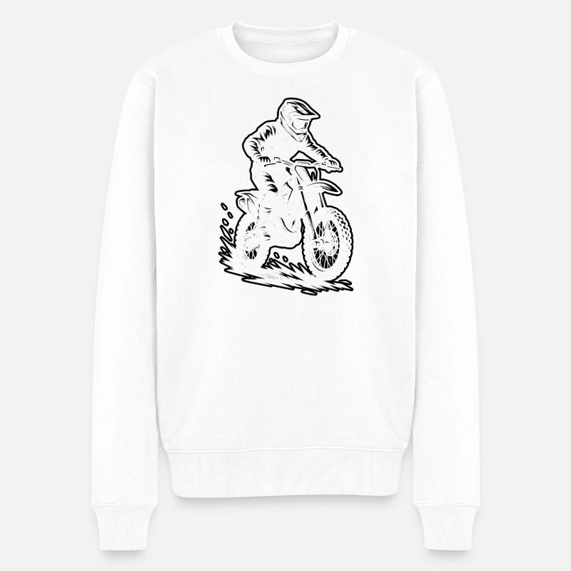 Klassisches Motocross Motiv - Männer Premium Bio Pullover - Weiß