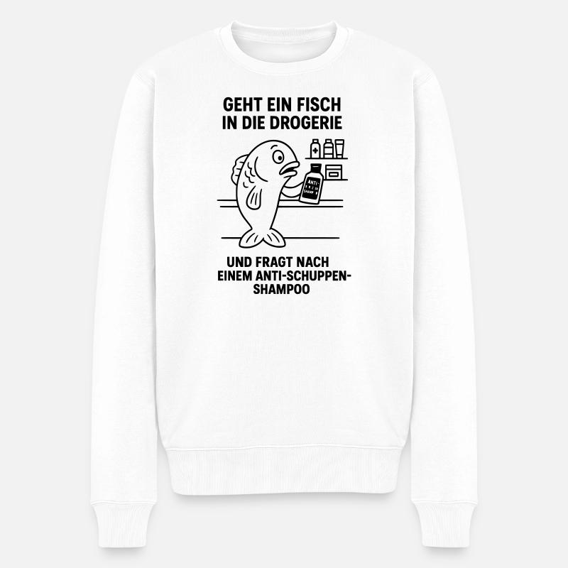 antischuppen shampoo fisch witz - Männer Premium Bio Pullover - Weiß