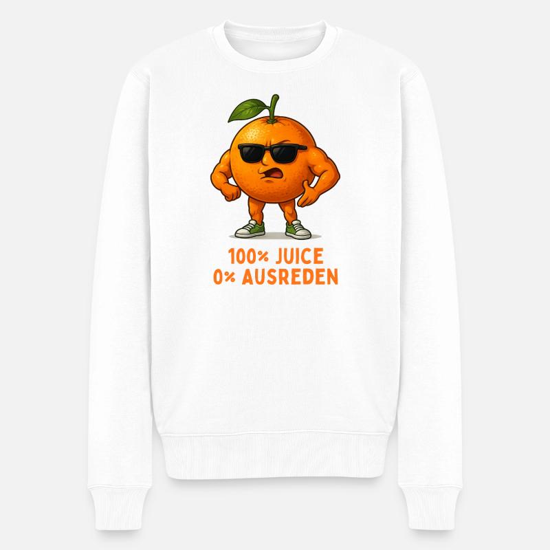 Sonnenorange mit Stil – 100% Juice - Männer Premium Bio Pullover - Weiß