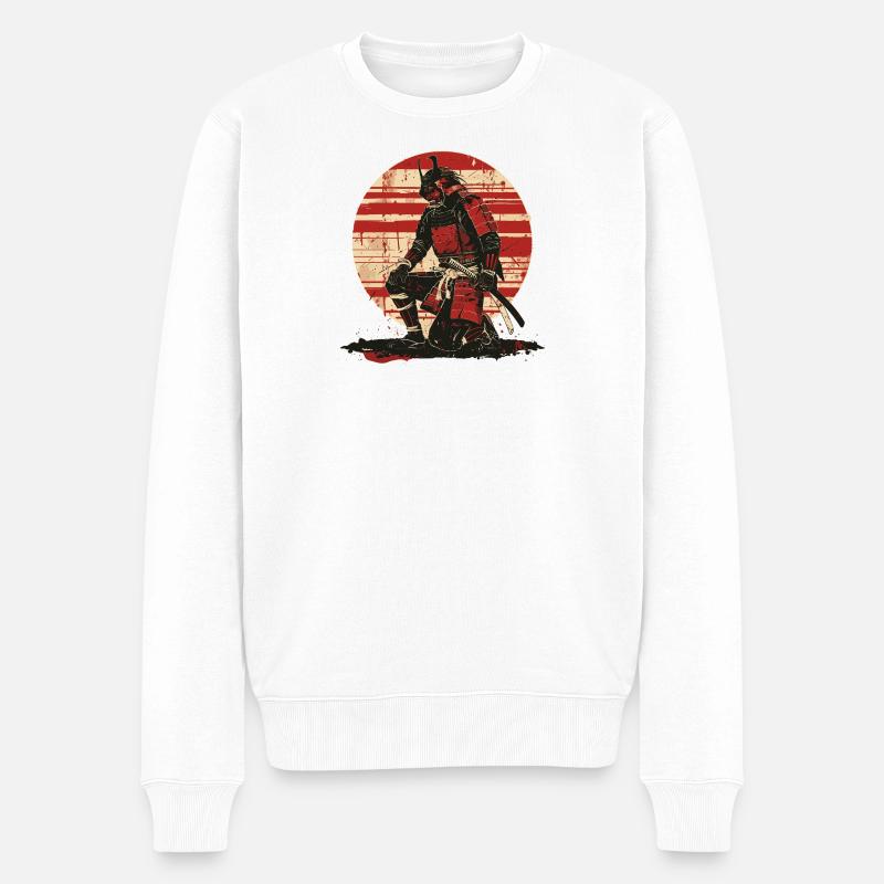 Roter Samurai Schlachtenlook,Ronin - Männer Premium Bio Pullover - Weiß
