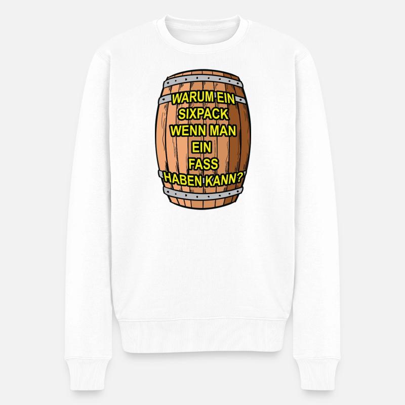 Sixpack? Ich nehm ein Fass - Männer Premium Bio Pullover - Weiß