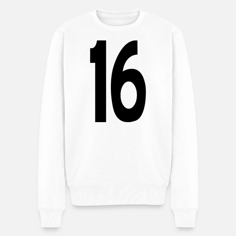 Six Sixteen Nummer 16 - Männer Premium Bio Pullover - Weiß