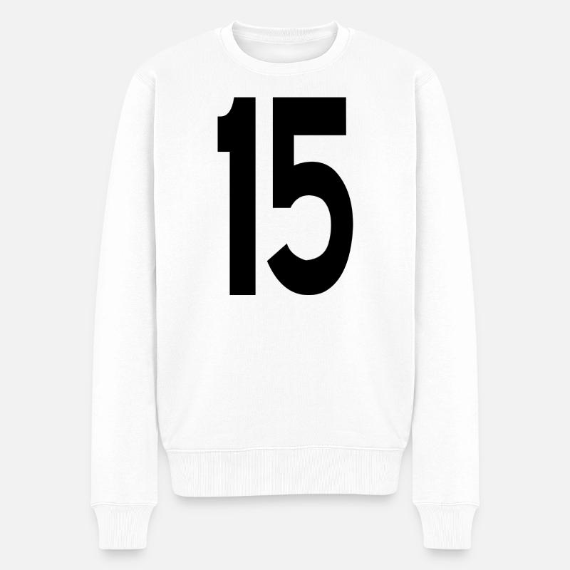 15 Fünfzehn Zahlen - Männer Premium Bio Pullover - Weiß