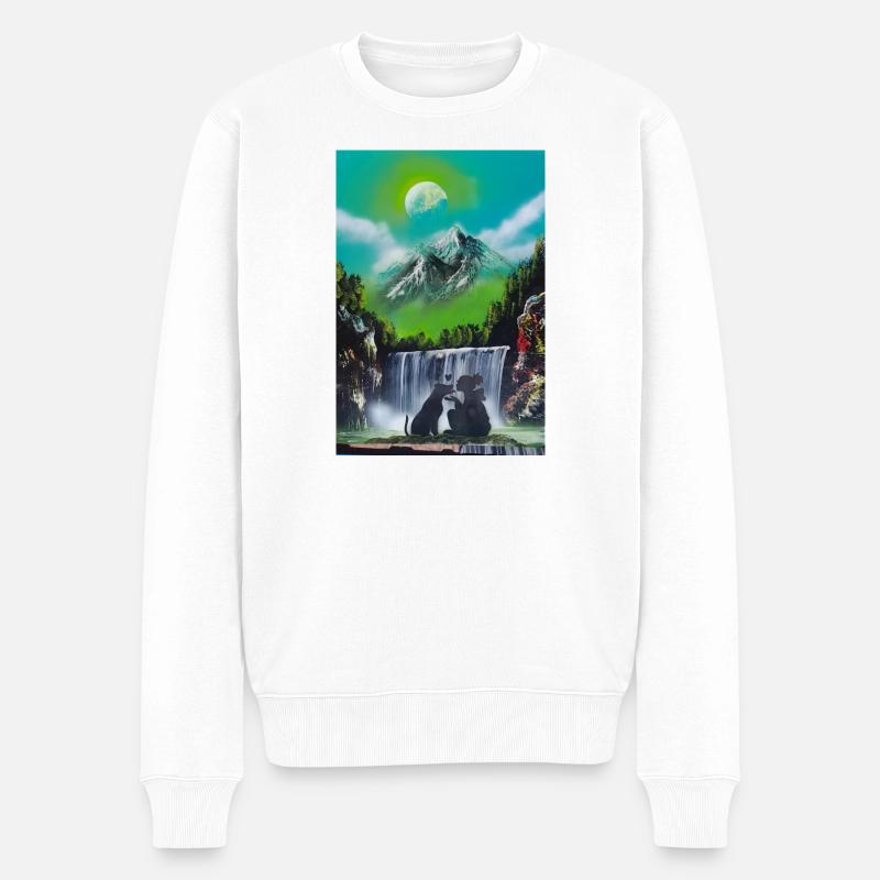 Mondkaskadende Liebe - Männer Premium Bio Pullover - Weiß