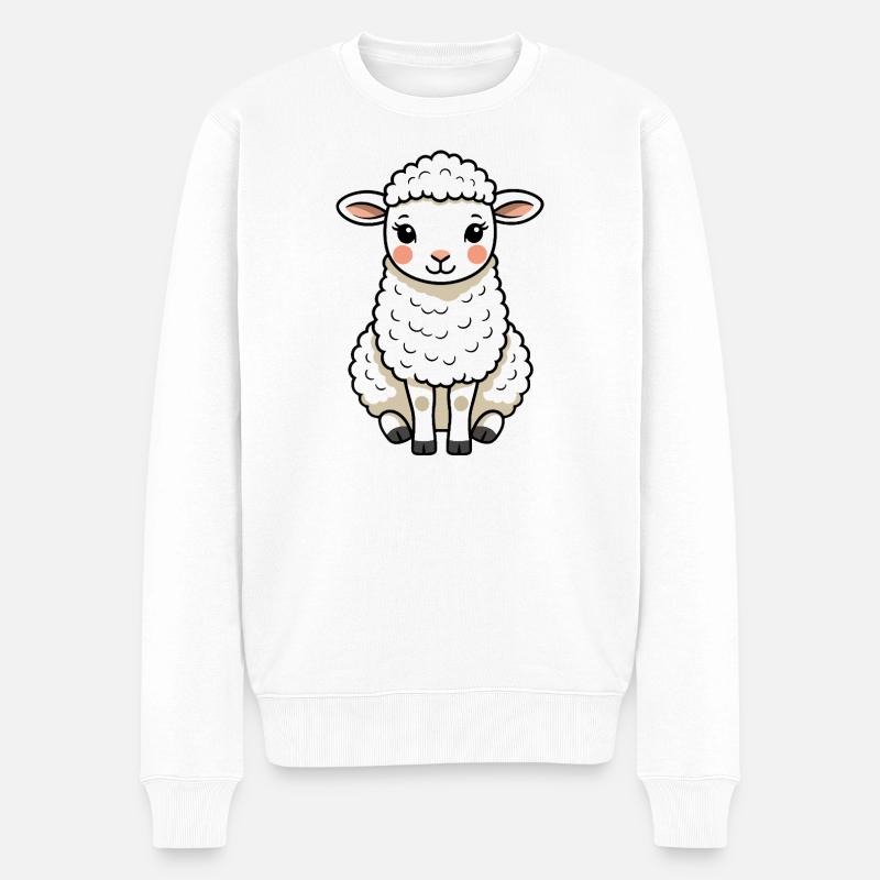 Süßes Schaf niedlich - Männer Premium Bio Pullover - Weiß