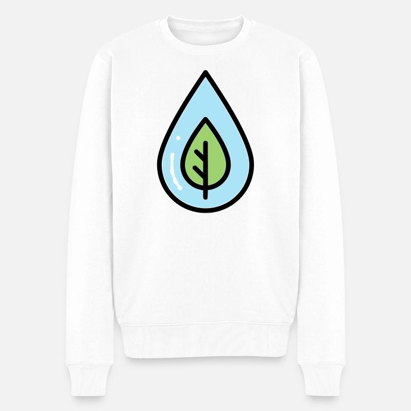 Wassertropfen Blatt Öko - Männer Premium Bio Pullover - Weiß