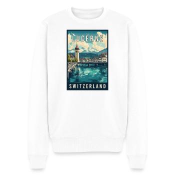 Entdecken Sie die Schweizer Alpen und Luzern in der Schweiz - Männer Premium Bio Pullover - Weiß - Vorne - Thijin (182cm)